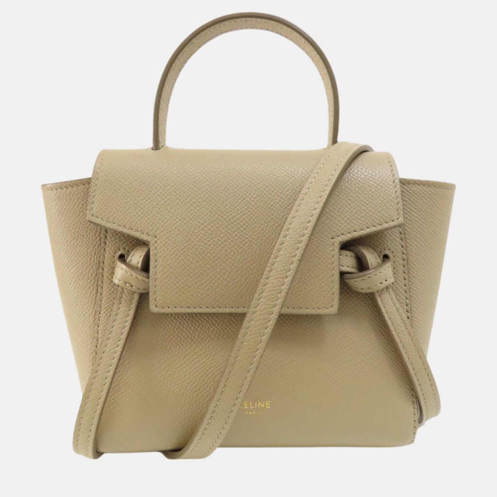 luxury-women-celine-used-handbags-p1091941-002 Celine Beige Calfskin Nano Belt Handbag