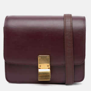 Celine Bordeaux Calfskin Classic Box Small Bag
