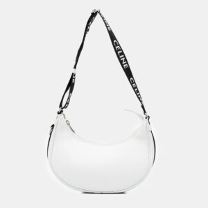 Celine White Medium Smooth Calfskin Ava Shoulder Bag with Celine Strap