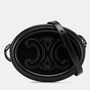 Celine Black Small Calfskin Cuir Triomphe Oval Crossbody