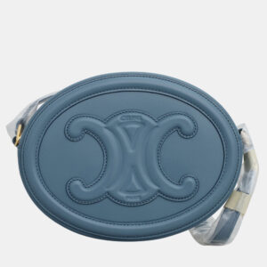 Celine Blue Leather Triomphe Oval Crossbody Bag