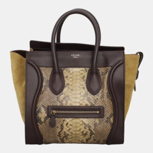 Celine Dark Brown Snakeskin Pyhton Mini Luggage Bag