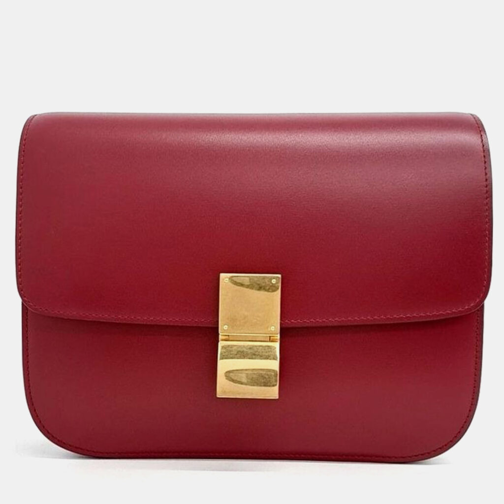luxury-women-celine-used-handbags-p1147726-004 Celine Red Leather Classic Box Medium Bag