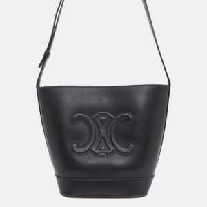 Celine Black Calf Leather Cuir Triomphe Small Bucket Shoulder Bag