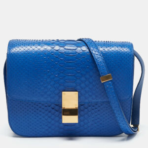celine blue python medium classic box shoulder bag