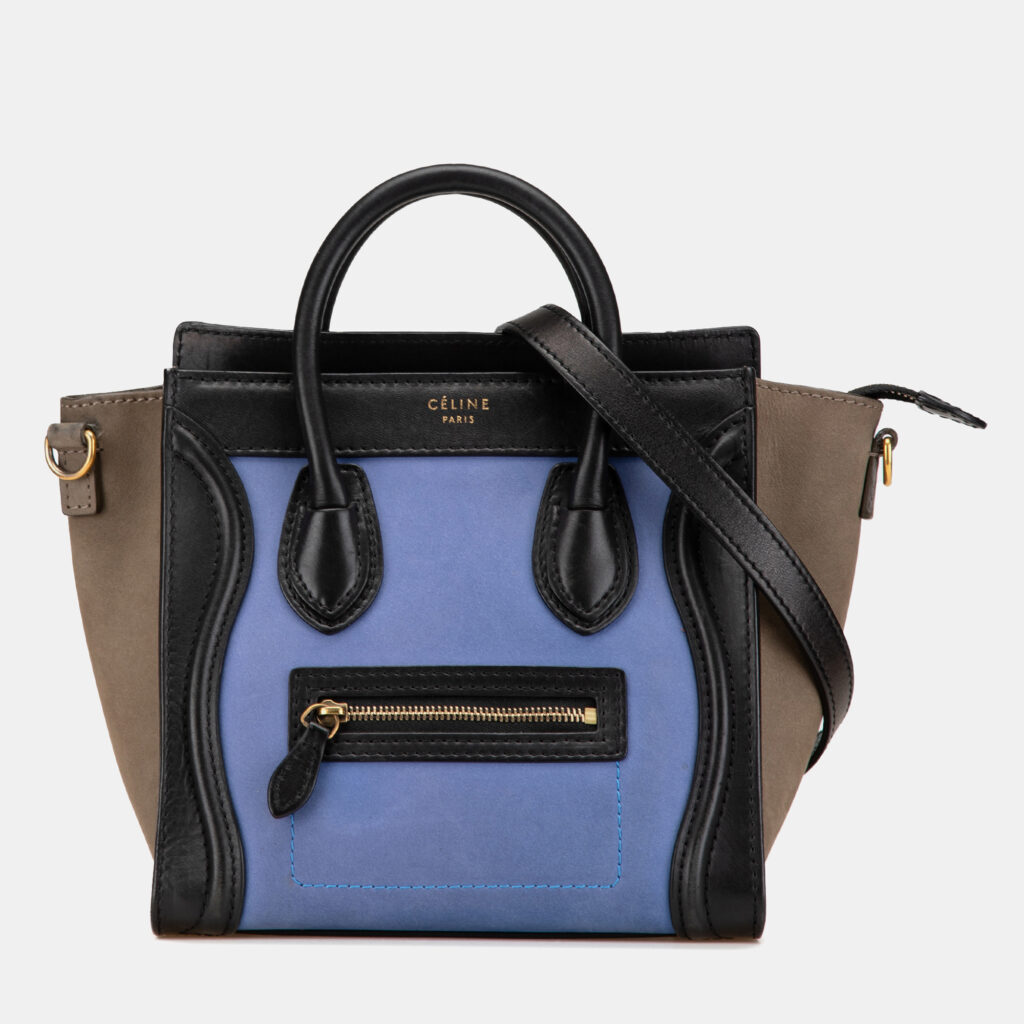 luxury-women-celine-used-handbags-p1150981-010 Celine Multicolor Nano Tricolor Leather Luggage Tote