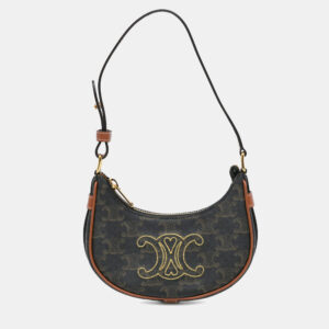 Celine Brown Mini Triomphe Coated Canvas Ava Shoulder Bag