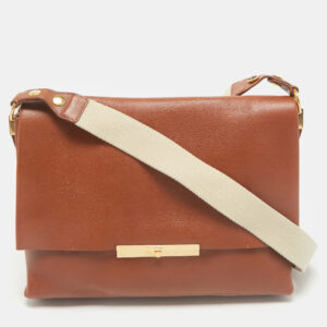 Celine Brown Leather Blade Flap Shoulder Bag
