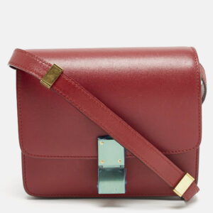 Celine Red Leather Small Classic Box Crossbody Bag
