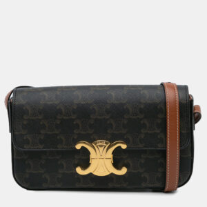 Celine Brown Triomphe Coated Canvas Claude Shoulder Bag