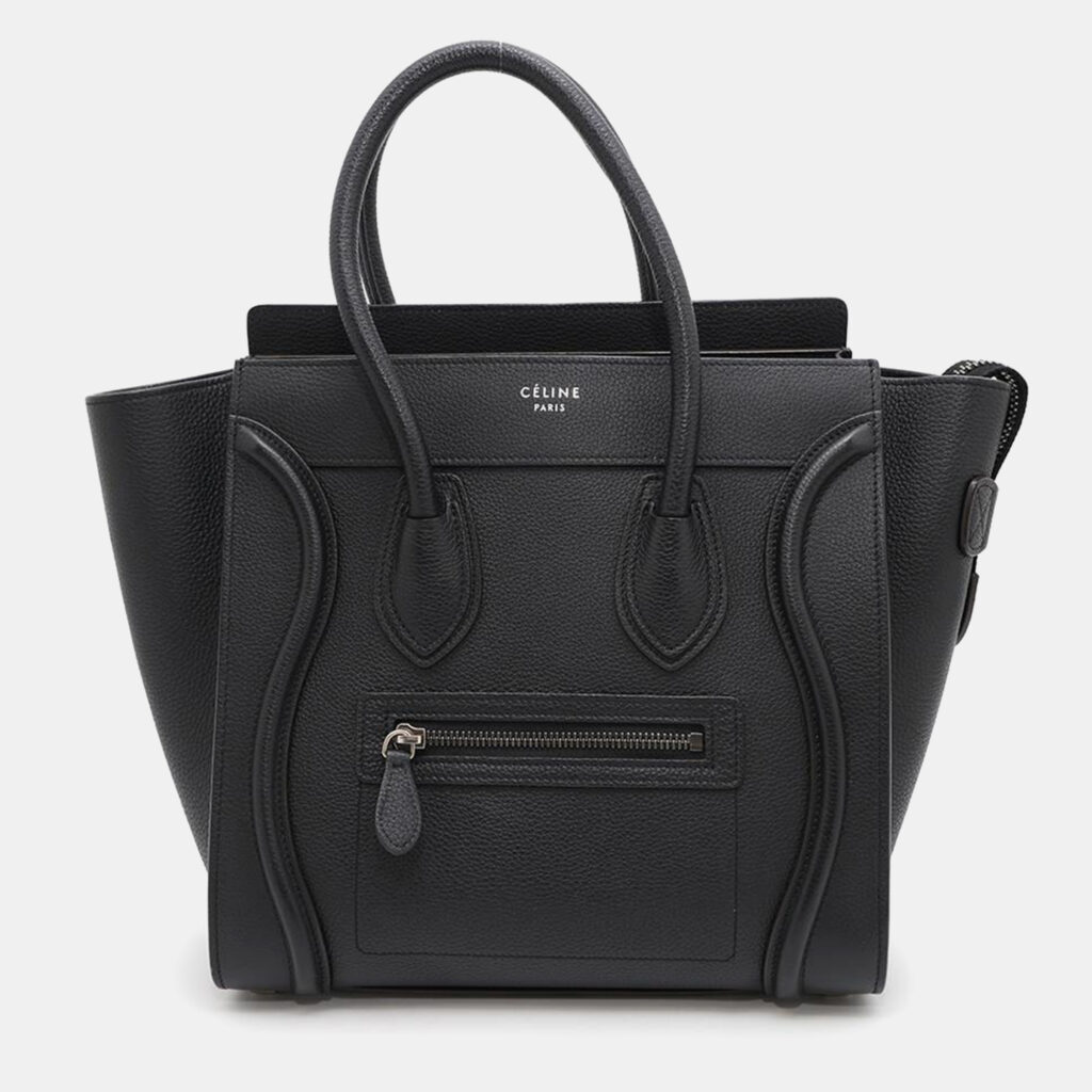 luxury-women-celine-used-handbags-p1153909-001 Celine Black Leather Luggage Micro Tote Bag