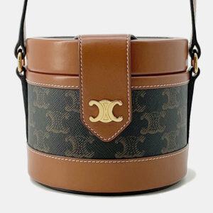 Celine Tan PVC Coated Canvas and Leather Triomphe Tambour Small Shoulder Bag
