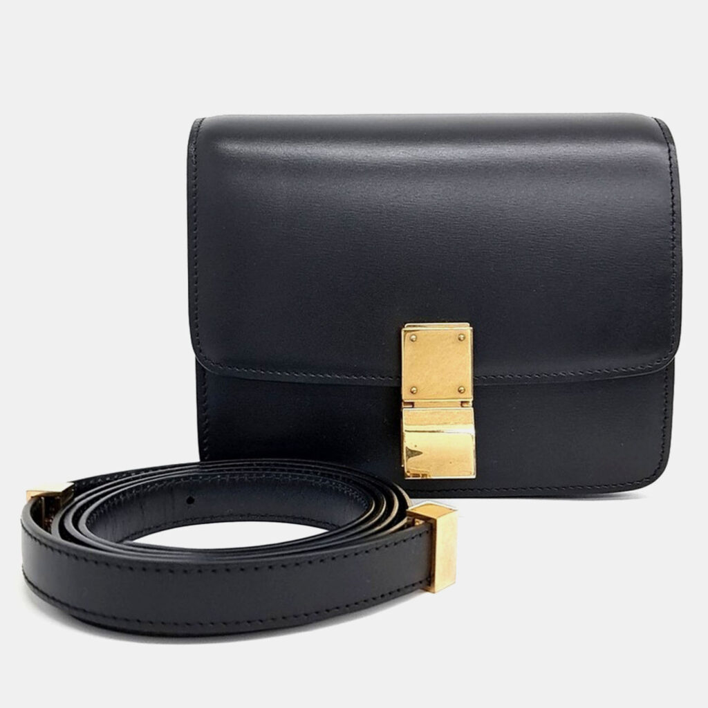 Celine Black Leather Mini Classic Box