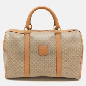 Celine Beige/Tan Coated Canvas Vintage Triomphe Duffel Bag