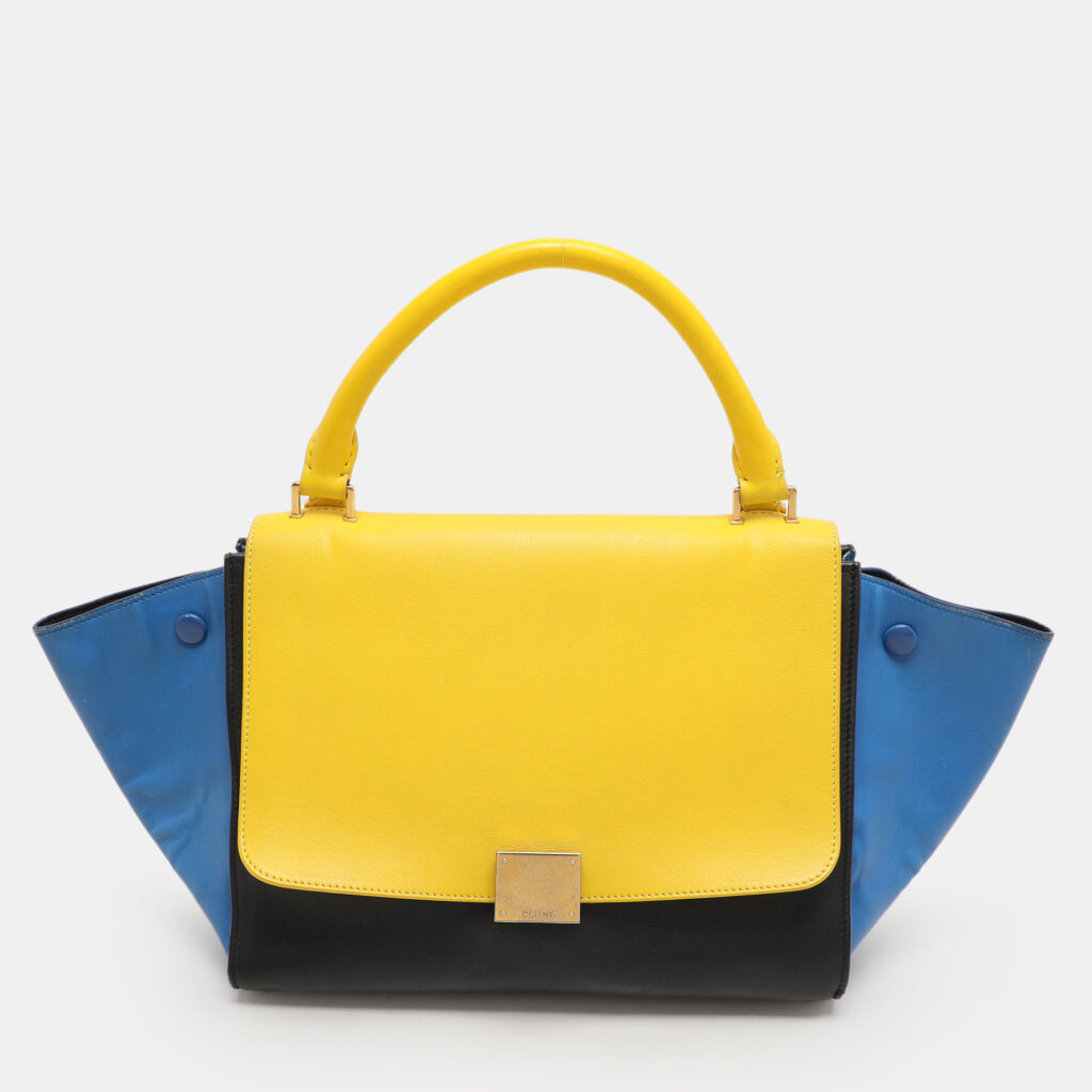 luxury-women-celine-used-handbags-p1156607-025 Celine Tricolor Leather Mini Trapeze Bag