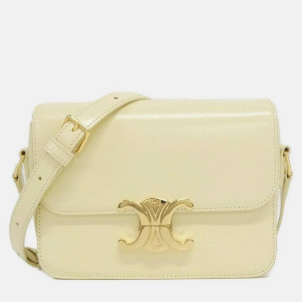 luxury-women-celine-used-handbags-p1157340-003 Celine Calfskin Leather Teen Triomphe Shoulder Bag