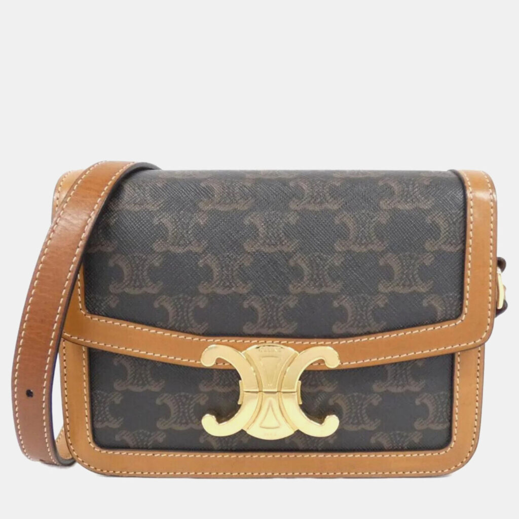 luxury-women-celine-used-handbags-p1157387-006 Celine Leather Teen Triomphe Shoulder Bag