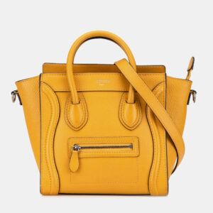 Celine Yellow Nano Leather Luggage Tote