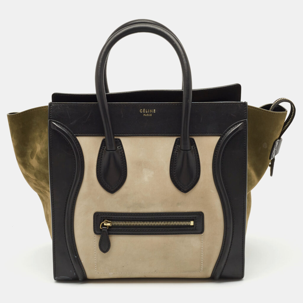 luxury-women-celine-used-handbags-p1160322-008.jpg Celine Multicolor Leather and Suede Mini Luggage Tote