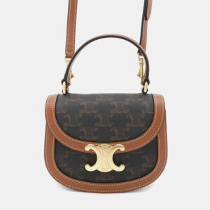 Celine Tan PVC Calf Leather Triomphe Mini Cabas Shoulder Bag