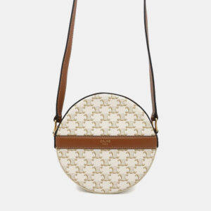 Celine White PVC Leather Triomphe Shoulder Bag