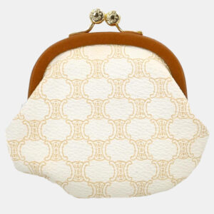 Celine White Coated Canvas Small Macadam Coin Purse Wallet