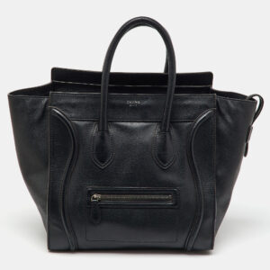 celine black leather mini luggage tote