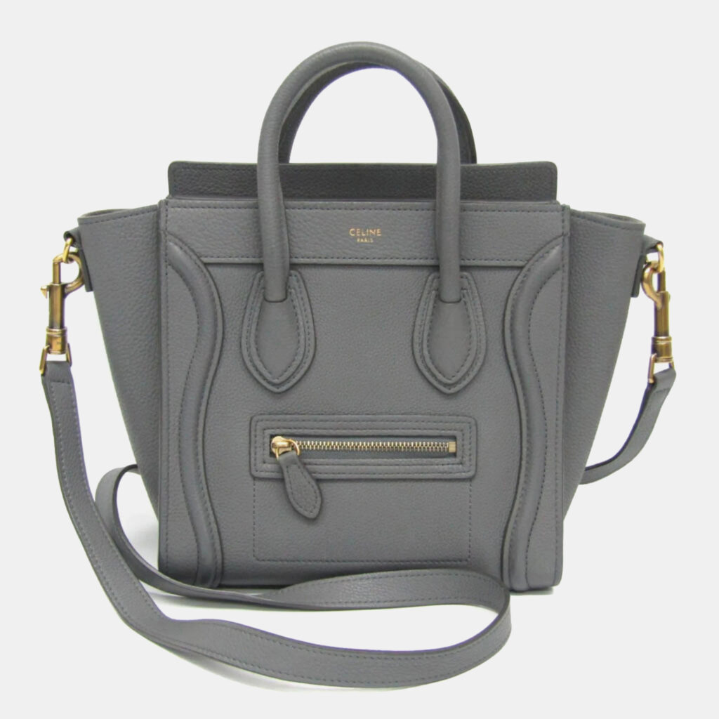luxury-women-celine-used-handbags-p1165365-001 Celine Luggage Nano Gray Leather Top Handle Bag
