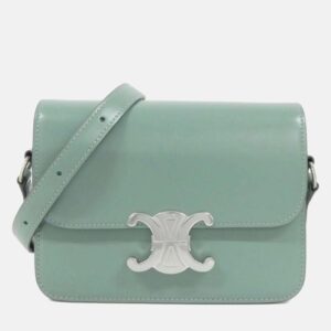 Celine Teen Triomphe Green Leather Handbag