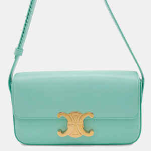 Celine Claude Turquoise Shiny Calf Leather Shoulder Bag