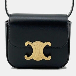 Celine Triomphe Claude Black Leather Mini Shoulder Bag