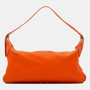 Celine Orange Medium Supple Grained Calfskin Romy Shoulder Bag