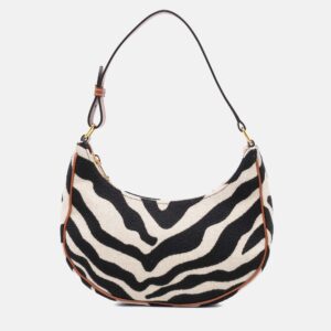 Celine Beige Black Zebra Print Canvas Ava Shoulder Bag