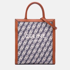 Celine Blue Small Canvas Triomphe Maillon Vertical Cabas Satchel