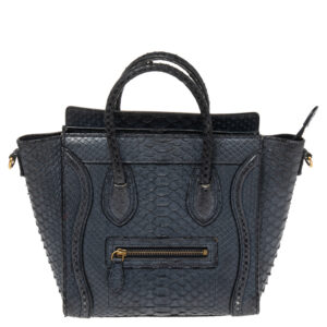 C&eacute;line Navy Blue Python Nano Luggage Tote