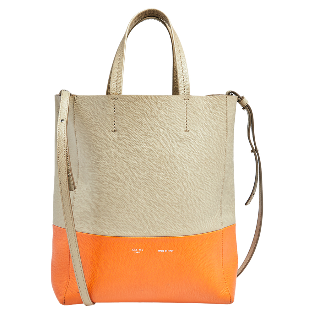 luxury-women-celine-used-handbags-p568021-008-1 Celine Multicolor Grained Leather Small Vertical Cabas Tote