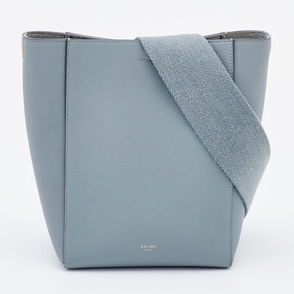 Celine Grey Leather Small Sangle Bucket Bag