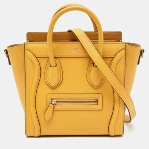 C&eacute;line Mustard Leather Nano Luggage Tote