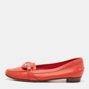 Celine Orange Leather Logo Loafer Ballet Flats Size 39