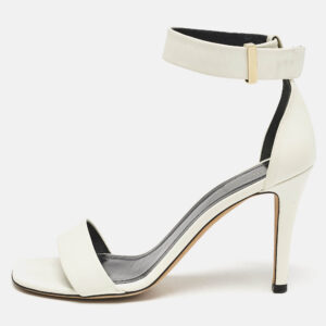 Celine White Leather Ankle Strap Sandals Size 36.5