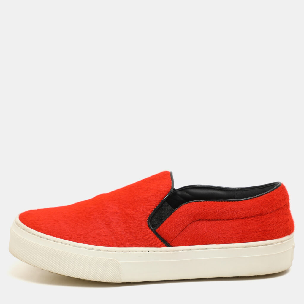 luxury-women-celine-used-shoes-p1147451-001 Celine Orange Calf Hair Slip On Sneakers Size 36