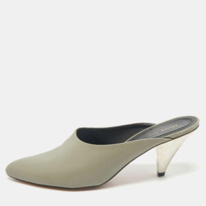 Celine Grey Leather Pointed Toe  Mules Size 37.5