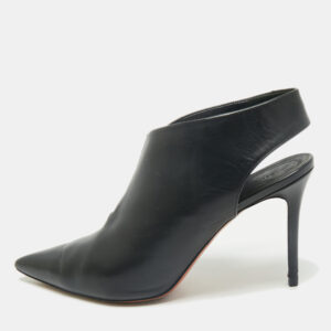 Celine Black Leather V Neck Slingback Pumps Size 37