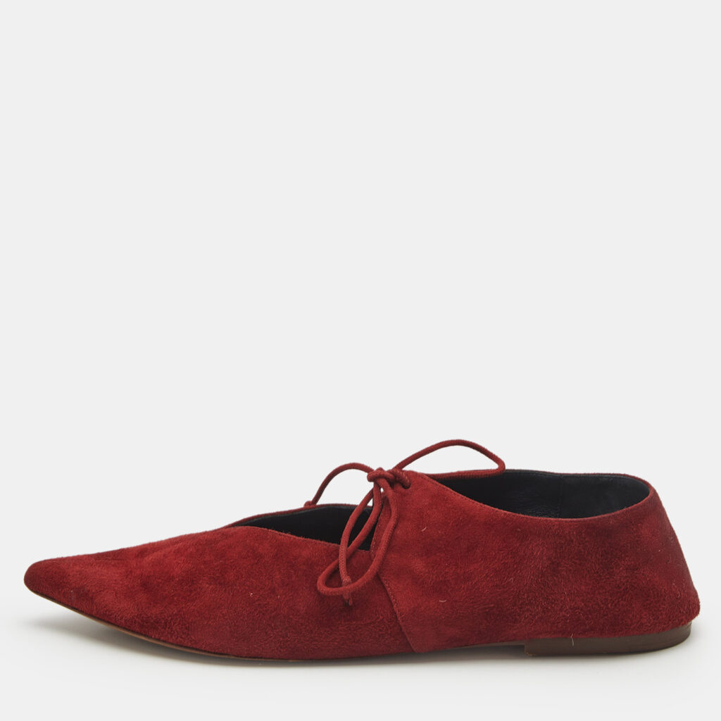 luxury-women-celine-used-shoes-p1168374-005 Celine Burgundy Suede Babouche Ballet Flats Size 38