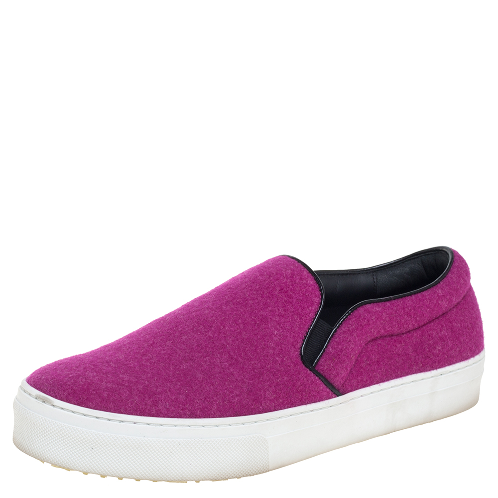 luxury-women-celine-used-shoes-p390081-003 Celine Pink Wool Low Top Slip On Sneakers Size 39