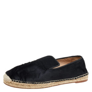 Celine Black Calf Hair Espadrille Flats Size 41