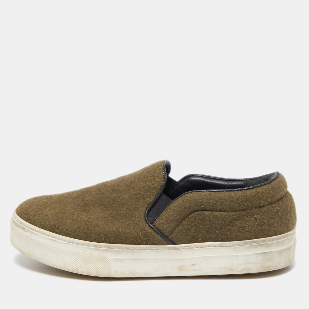 luxury-women-celine-used-shoes-p793904-001 Celine Green Fur Slip On Sneakers Size 38