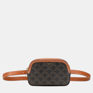 Celine Brown Triomphe Coated Canvas Belt Bag