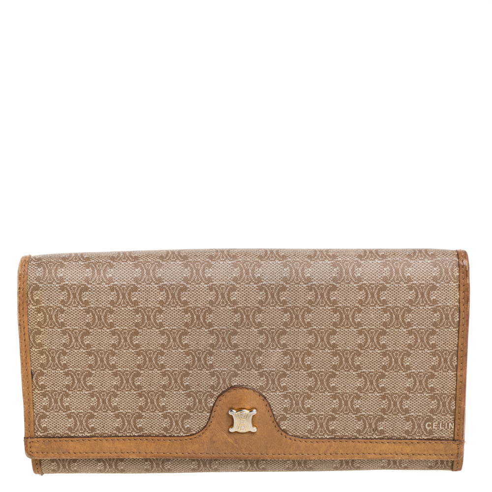 luxury-women-cerruti-used-handbags-p376137-009 Celine Beige Macadam Coated Canvas and Leather Wallet
