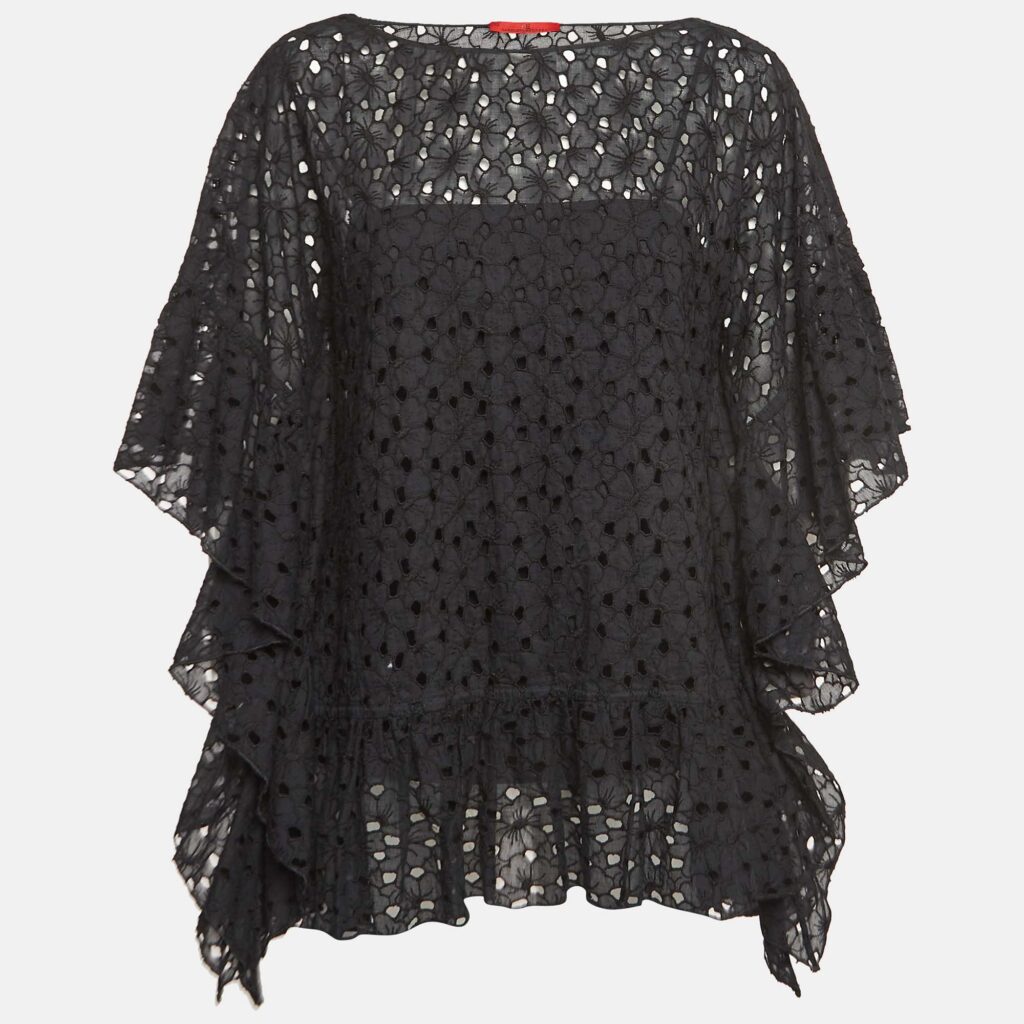 luxury-women-ch-carolina-herrera-new-clothes-p943153-003 CH Carolina Herrera Black Floral Lace Oversized Kaftan Top XS